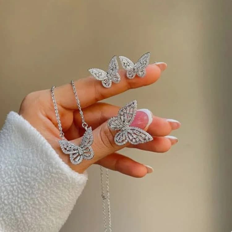 نیم ست پروانه فول نگین ضد حساسیت — تصویر ۲