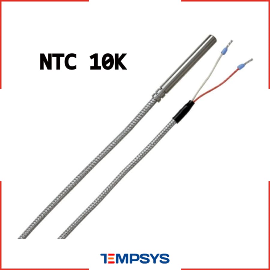 سنسور NTC 10K سیمی غلاف دار 3 میل بدون رزوه با کابل شیلد دار (رنج دما 50- تا 200+)