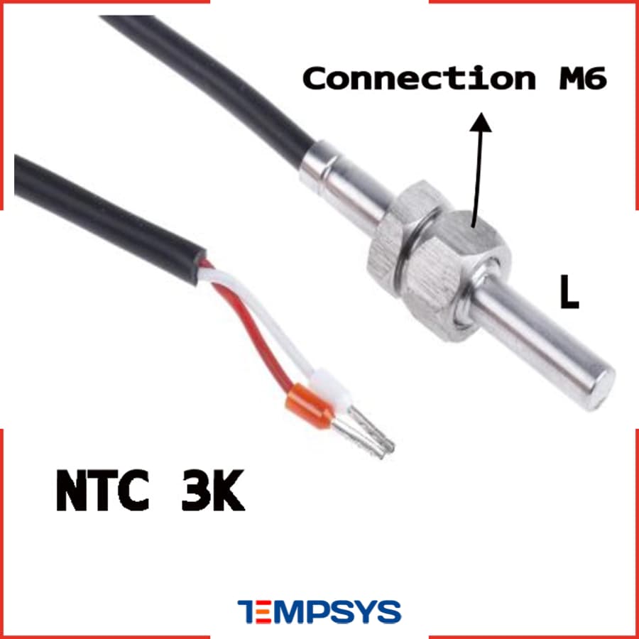 سنسور NTC 3K سیمی غلاف دار 3 میل رزوه M6 اینچ با کابل (رنج دما 50- تا 200+)