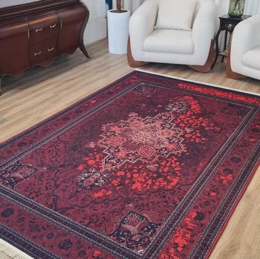 فرش چاپی کیفیت +A هایژنیک طرح دره زرشکی L807 (پس کرایه) — تصویر ۲