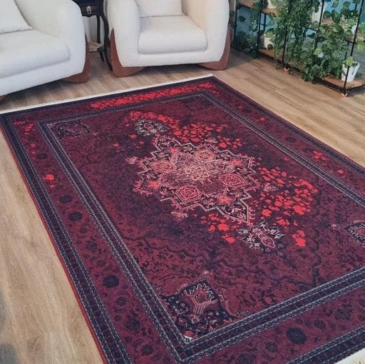 فرش چاپی کیفیت +A هایژنیک طرح دره زرشکی L807 (پس کرایه) — تصویر ۳