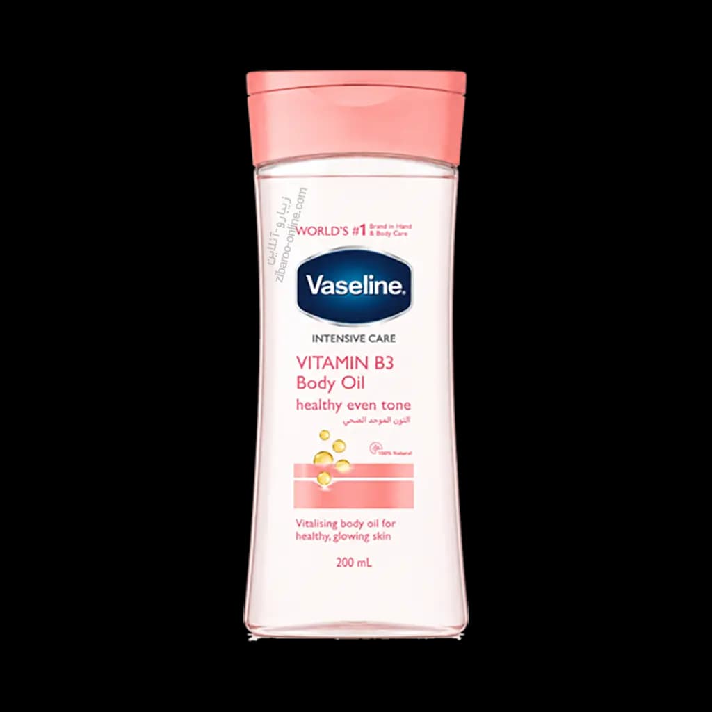 روغن بدن وازلین صورتی روشن کننده VASELINE VITAMIN B3 BODY OIL حجم200ml اصل