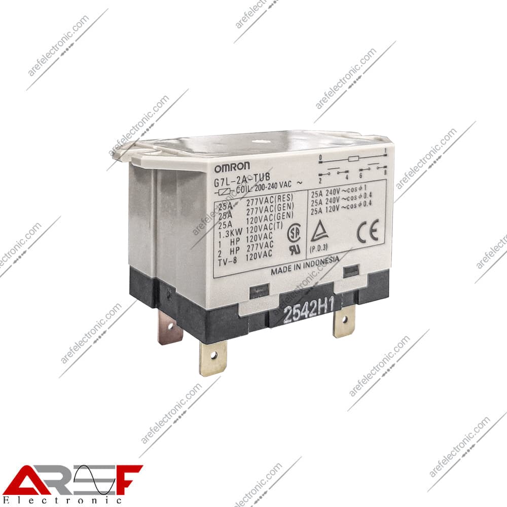 رله امرن کولری G7L-2A-TUB دارای 220VAC ولت 25 آمپر 6 پایه