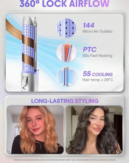 دستگاه حالت دهنده مو شیگلم مدل Cool Lock Airflow سایز 25 — تصویر ۳
