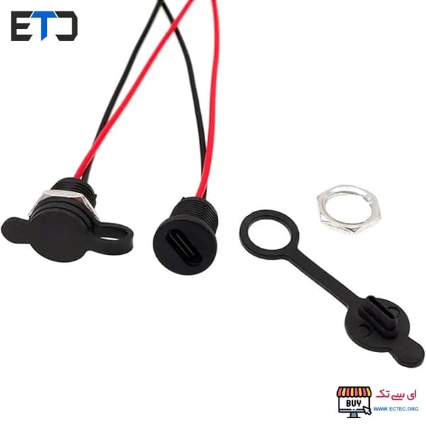 کانکتور مادگی Type-c پنلی 2 پین سیم دار پیچی ضد آب دارای درپوش — تصویر ۵