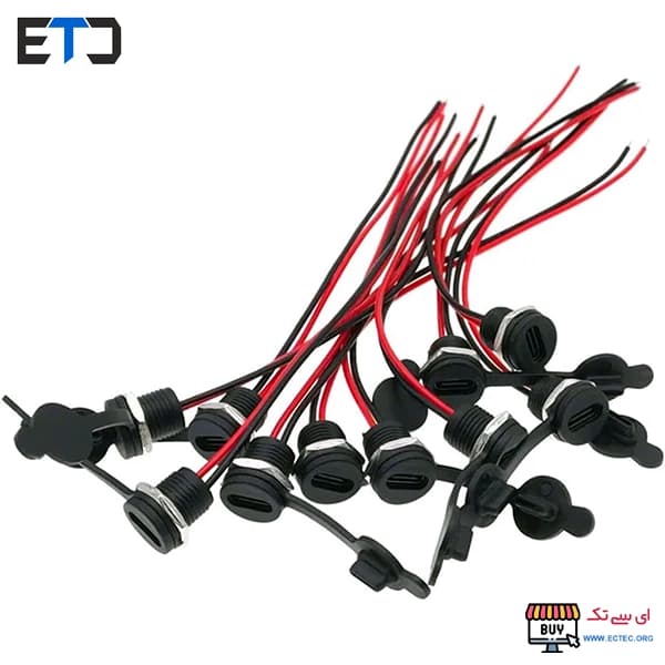 کانکتور مادگی Type-c پنلی 2 پین سیم دار پیچی ضد آب دارای درپوش — تصویر ۹