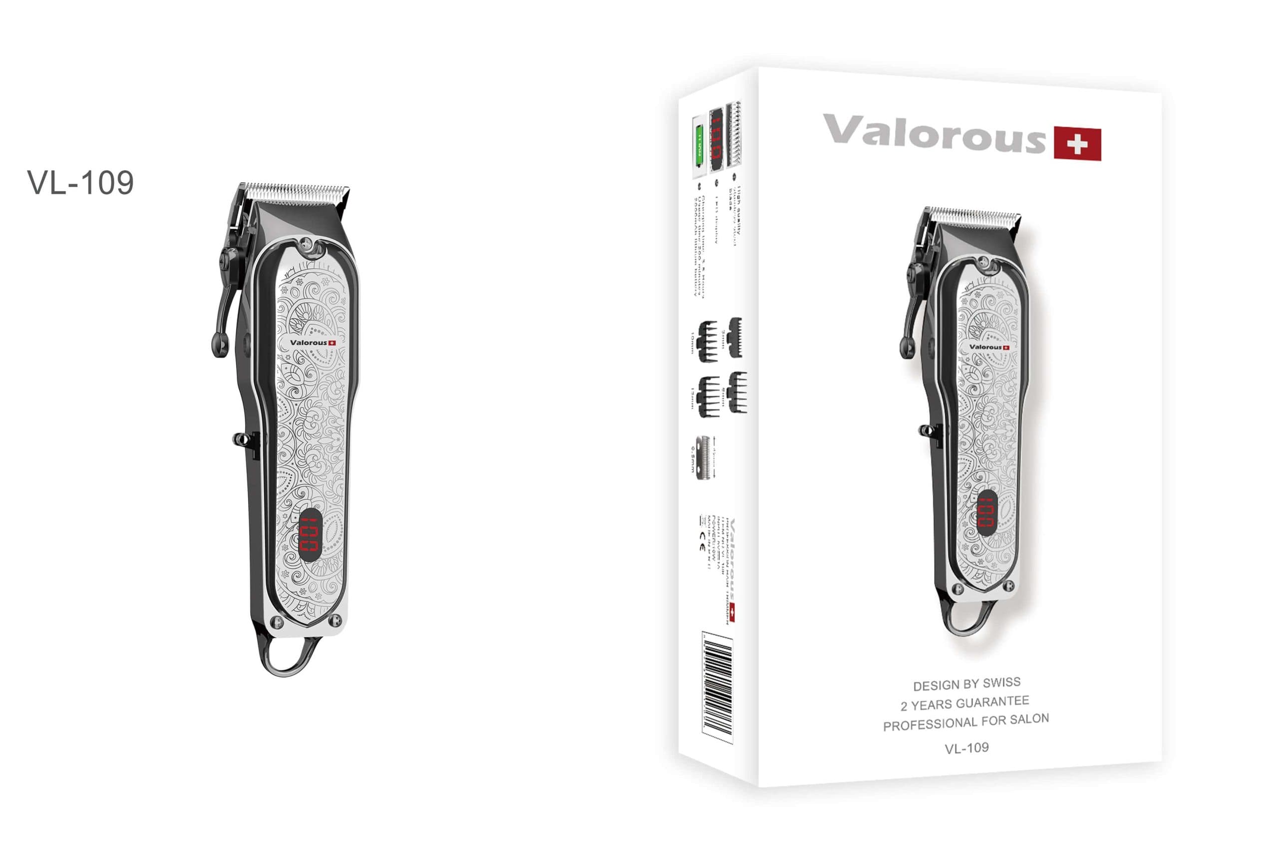 ماشین اصلاح حرفهای ولروس مدل Valorous VL-109 با تیغه استیل ضدزنگ و باتری قدرتمند 2000mAh — تصویر ۴