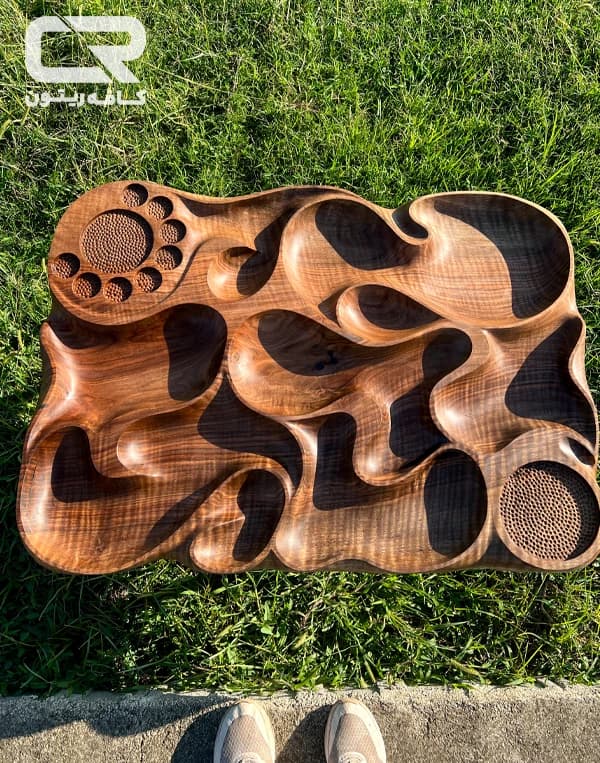 سینی مزه طرح کویر با چوب گردو