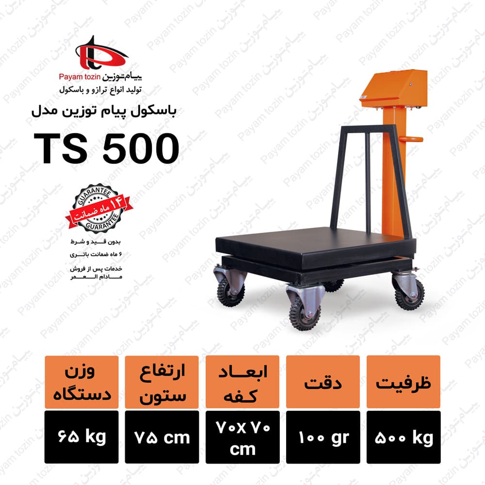باسکول 500کیلویی پیام توزین مدل TS 500