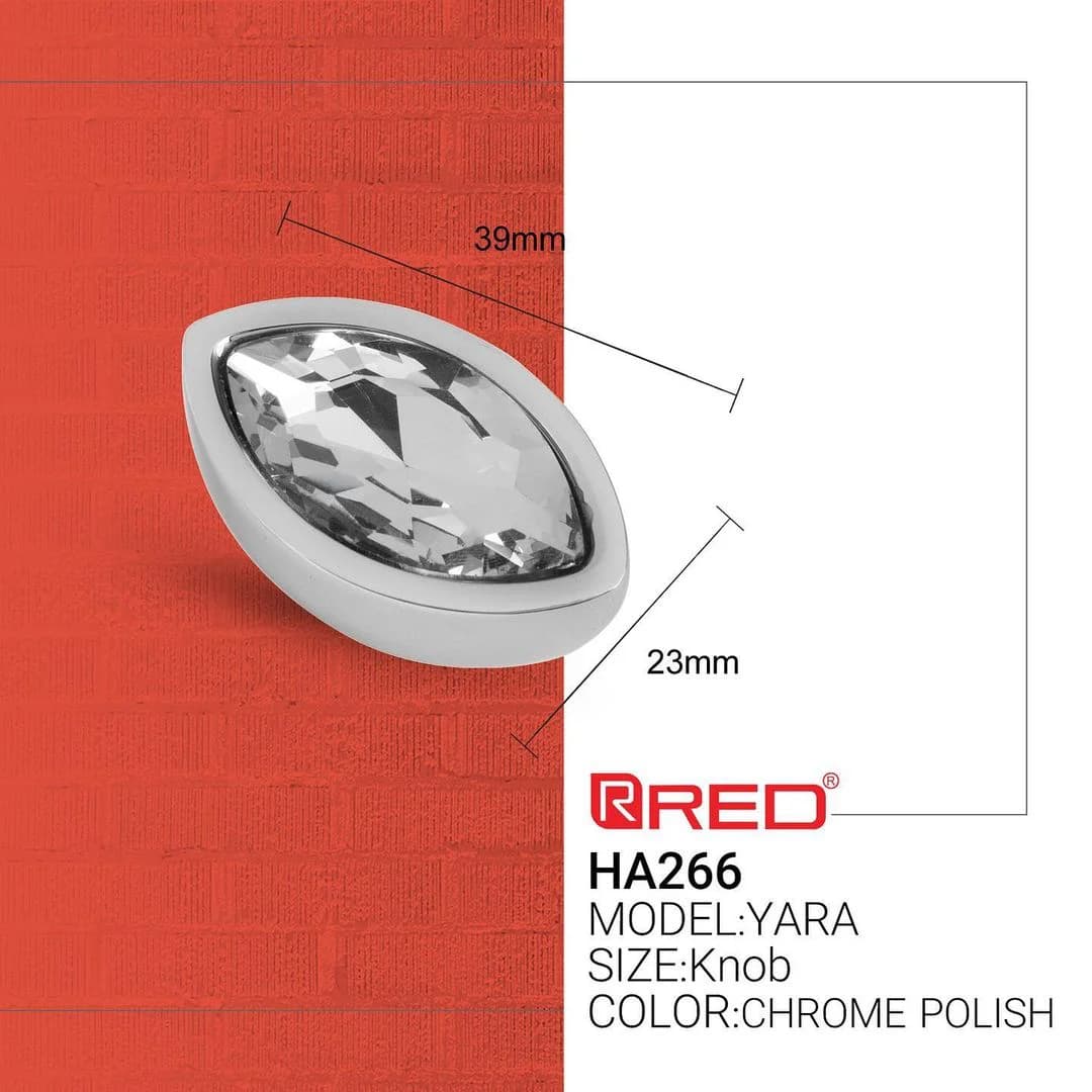 دستگیره کریستالی RED مدل HA266 رنگ کروم — تصویر ۳