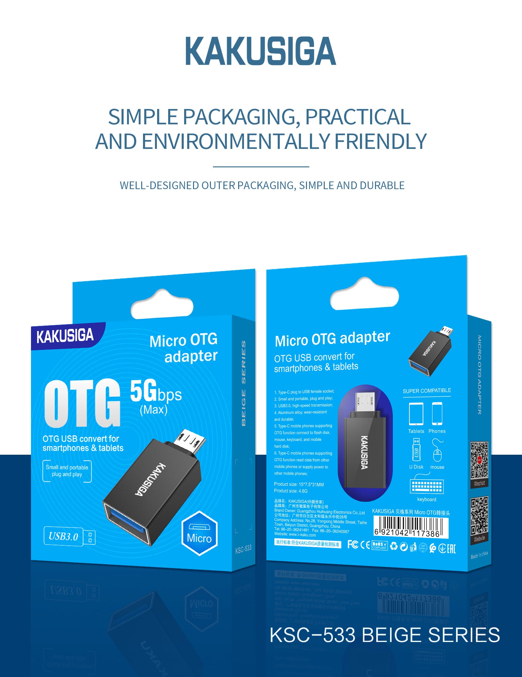 مبدل OTG میکرو به USB 3.0 کاکوسیگا مدل KSC-533 — تصویر ۲
