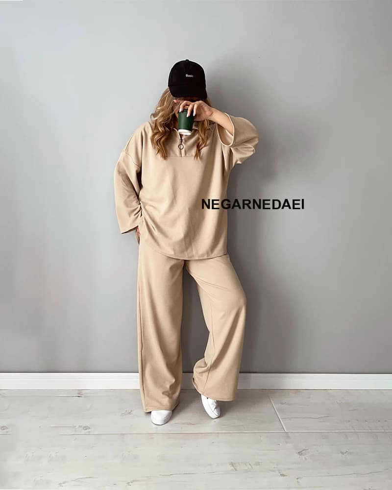 ست بلوز و شلوار polo ( کرم )