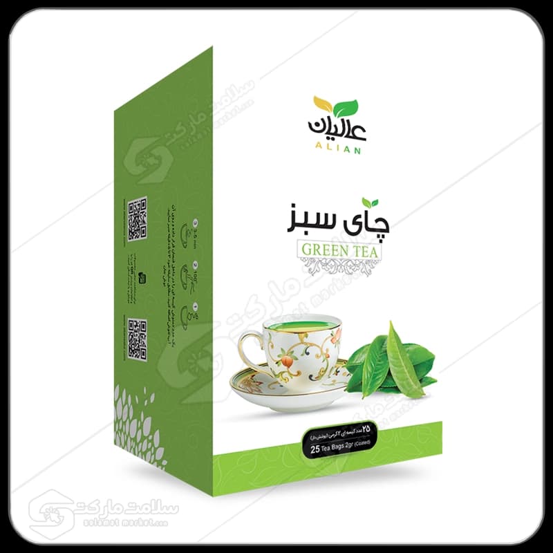 دمنوش چای سبز عالیان | کیسه ای ۲۵عددی