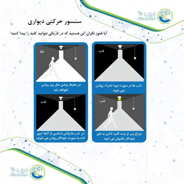 سنسور حرکتی دیواری مدل CL-S102 |حساسیت بالا به نور| کلیک اسمارت — تصویر ۵