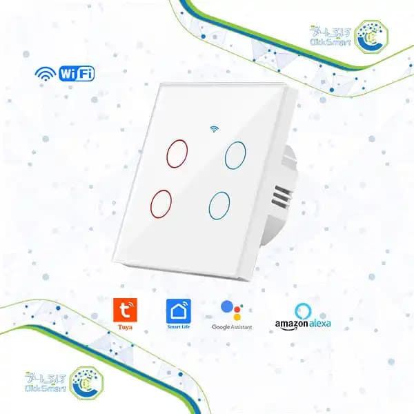 کلید هوشمند لمسی چهار پل مدل CL-WTS104 | با وای فای و ریموت| کلیک اسمارت