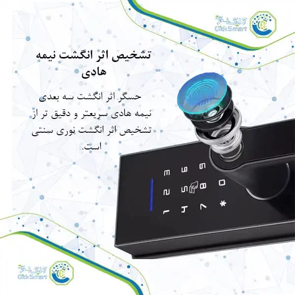 قفل هوشمند اهرمی درب شیشهای مدل CL-OS876 | با رمز و کارت | کلیک اسمارت — تصویر ۶