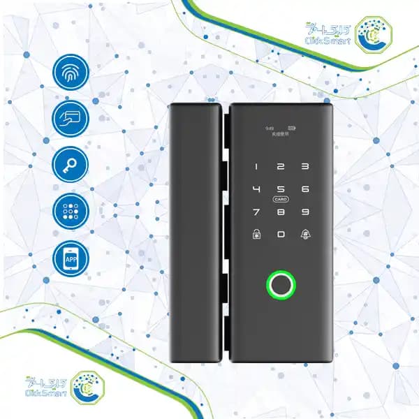 دستگیره هوشمند شیشه‌ای مدل CL-OS348F | اثر انگشت و کارت | کلیک اسمارت