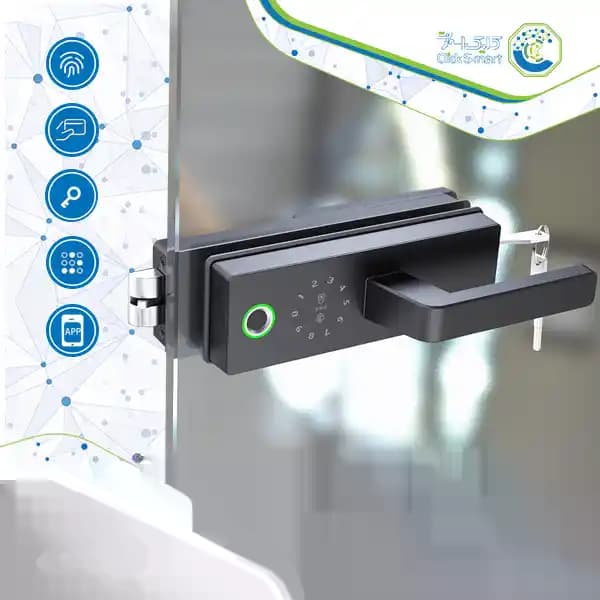 قفل هوشمند درب شیشه‌ای مدل CL-OS219F | با رمز و کارت | کلیک اسمارت