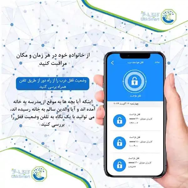 دستگیره هوشمند مدل CL-GL08 | Smart Lock با طراحی ظریف | کلیک اسمارت — تصویر ۳