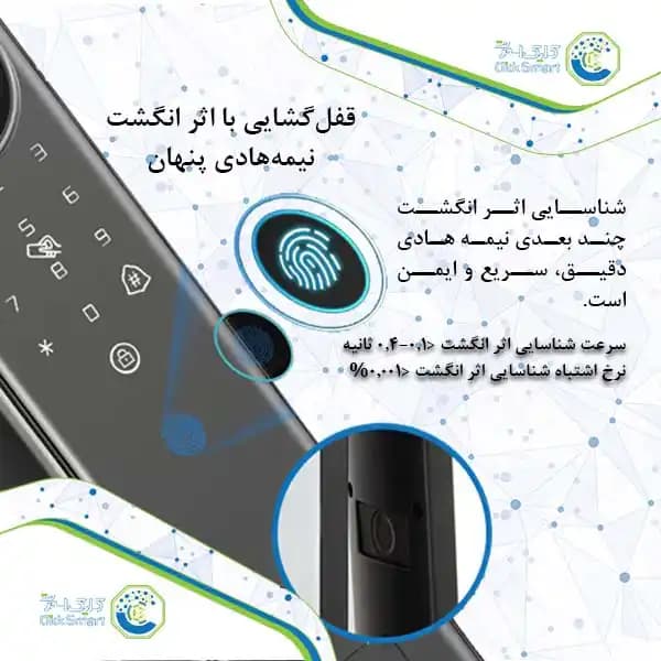دستگیره هوشمند مدل CL-GL16 | Smart Lock امنیتی تشخیص چهره | کلیک اسمارت — تصویر ۵