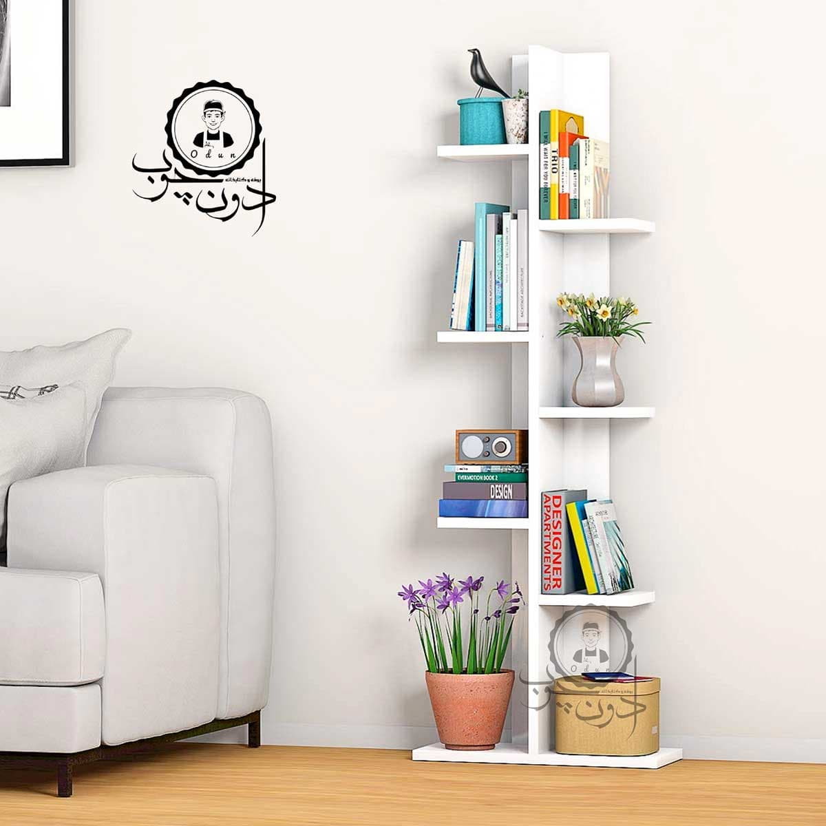 کتابخانه درختی ایستاده مدل استند اُدون چوب