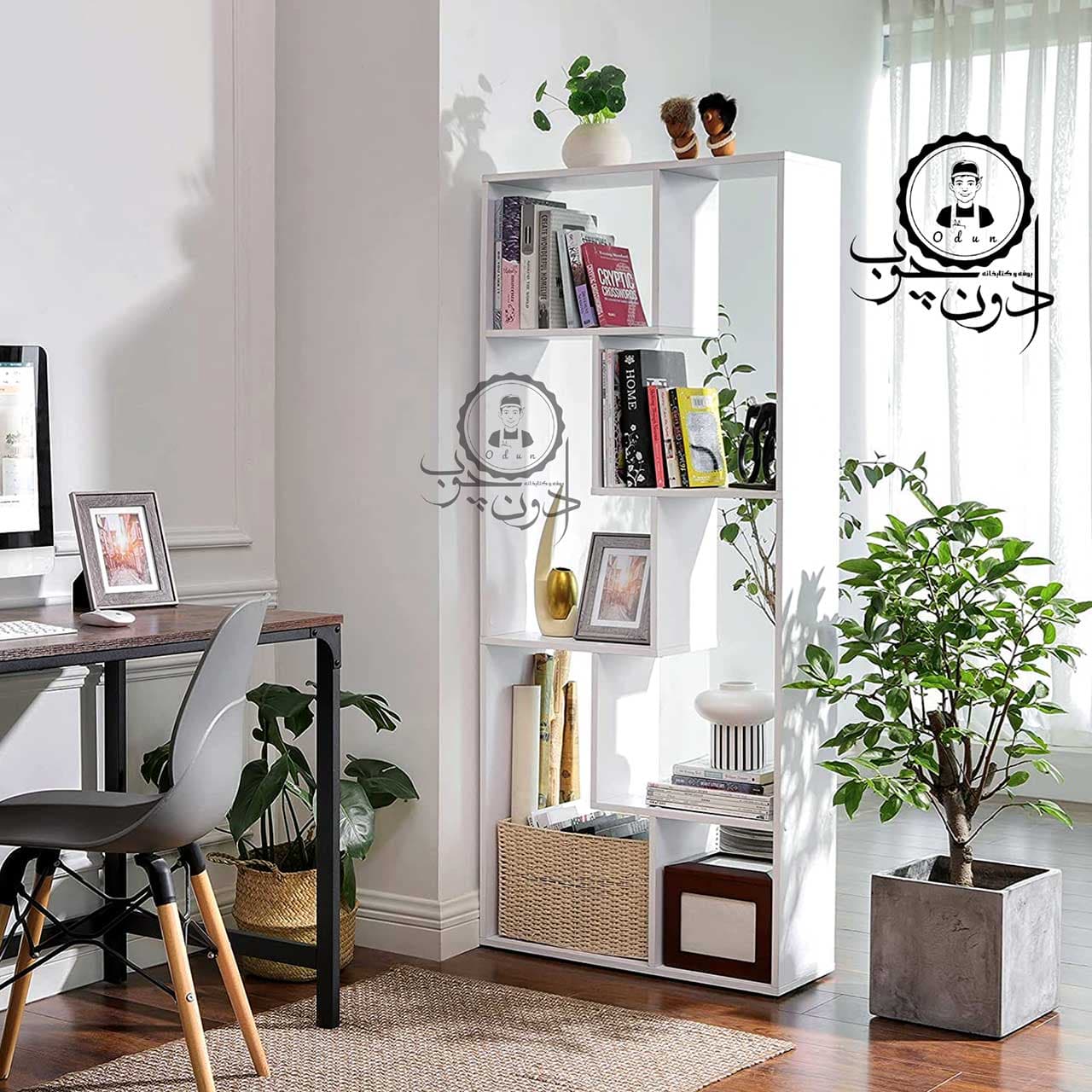کمد کتاب مدرن ایستاده مدل آبتین اُدون چوب — تصویر ۳