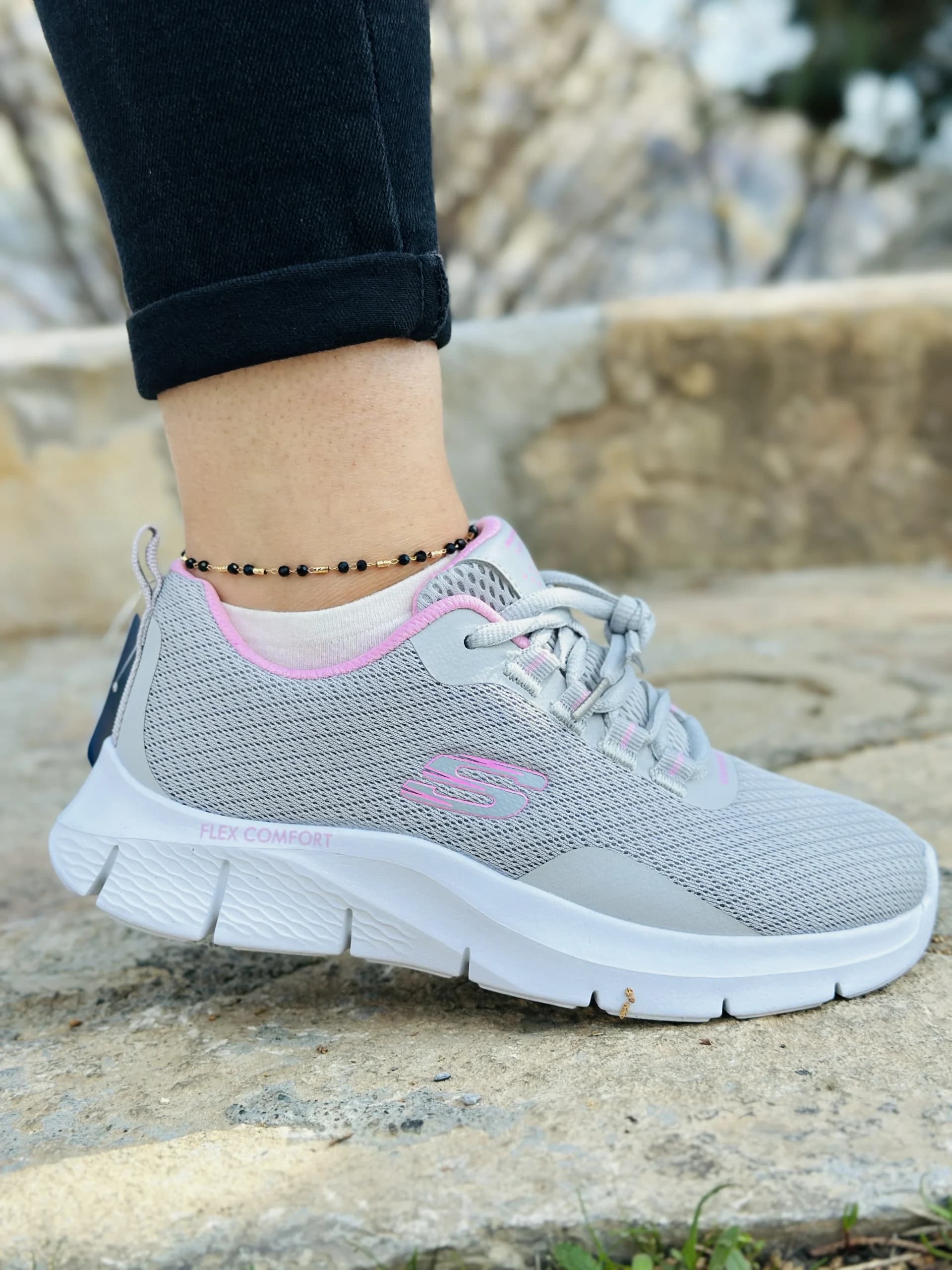 کتونی اسکچرز مدل 149886-Flex Comfort رنگ طوسی