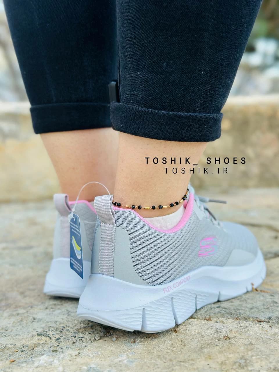 کتونی اسکچرز مدل 149886-Flex Comfort رنگ طوسی — تصویر ۳