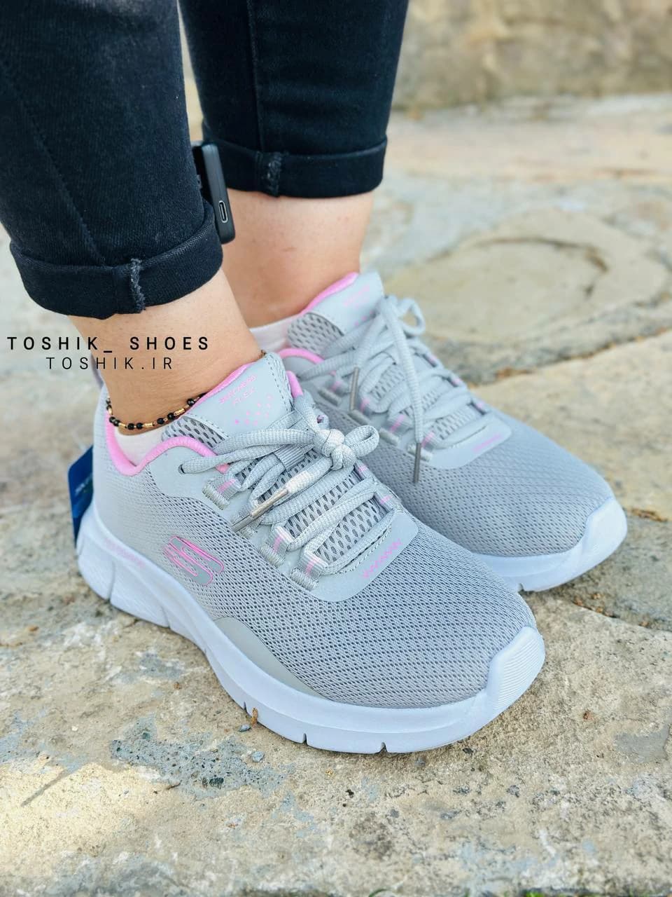 کتونی اسکچرز مدل 149886-Flex Comfort رنگ طوسی — تصویر ۵