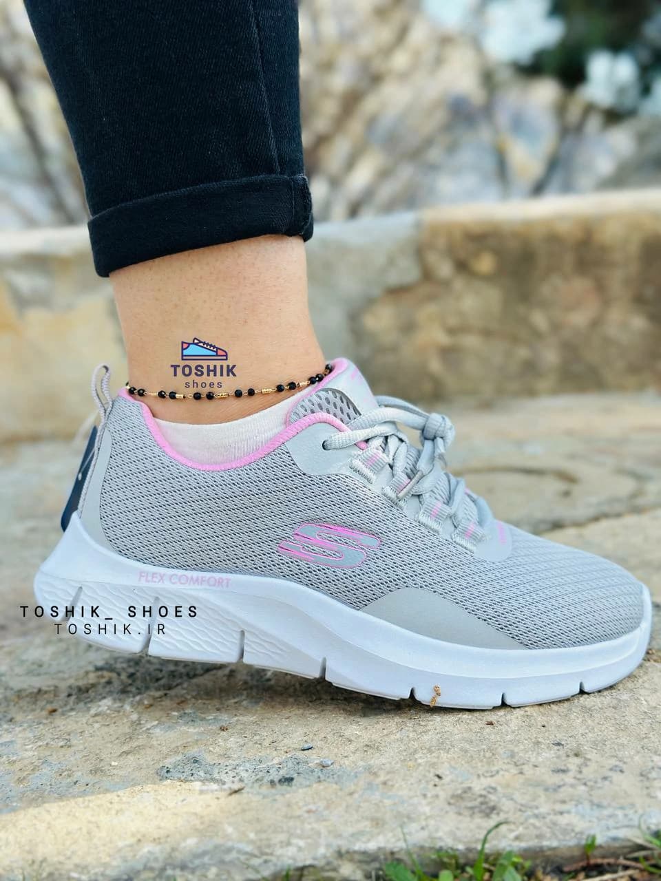 کتونی اسکچرز مدل 149886-Flex Comfort رنگ طوسی — تصویر ۸