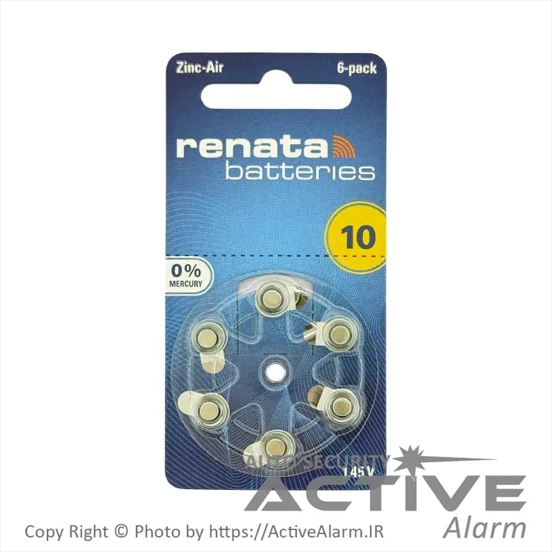 باتری زینک‌ایر سمعک Renata مدل ZA-10 (بسته ۶ تایی)