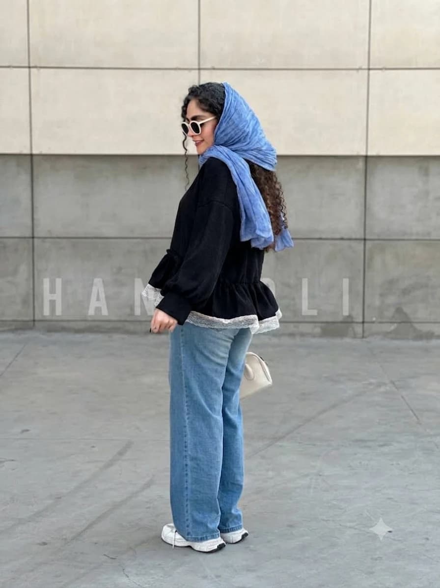 مانتو عروسکی مخمل کبریتی مدل افرا مشکی برند حانی گلی (جلو باز چینچینی) — تصویر ۴