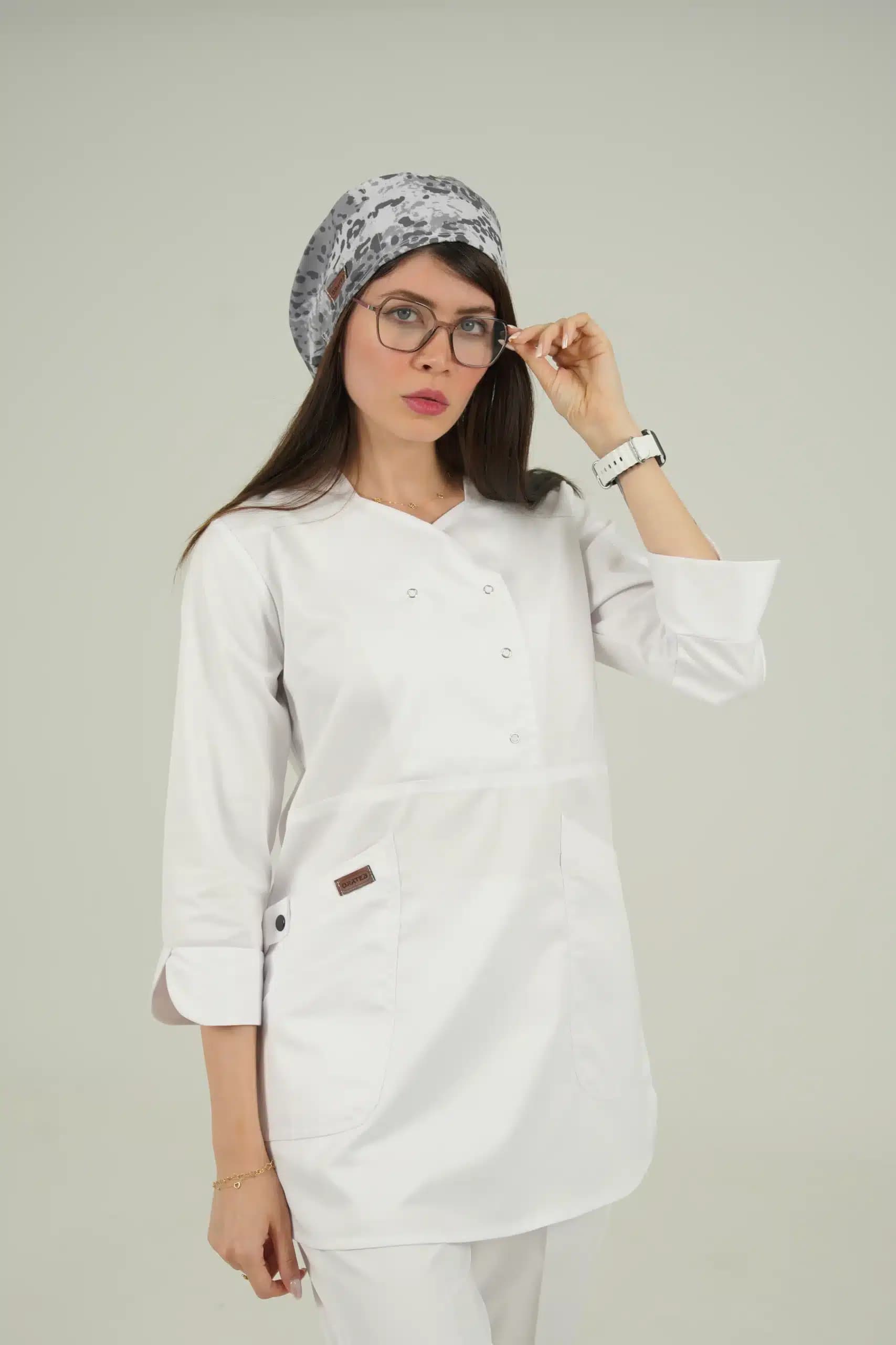 تونیک پزشکی تک آستین سه ربع سفید