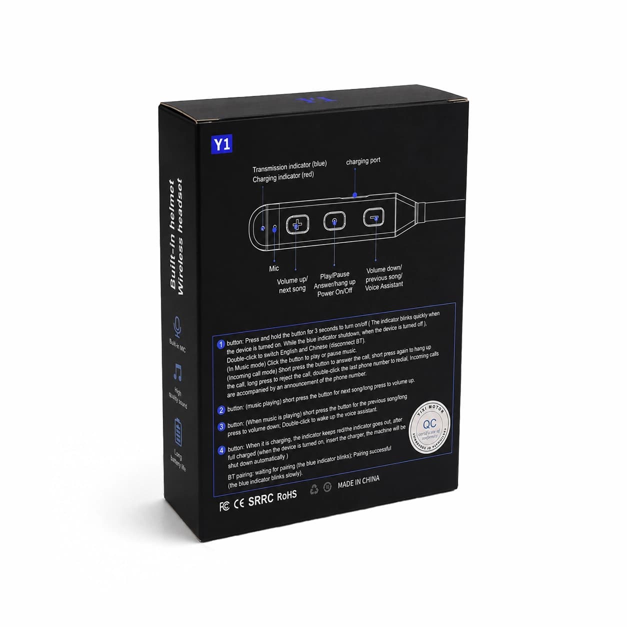 هدست بلوتوث کلاه کاسکت Y1 — تصویر ۲