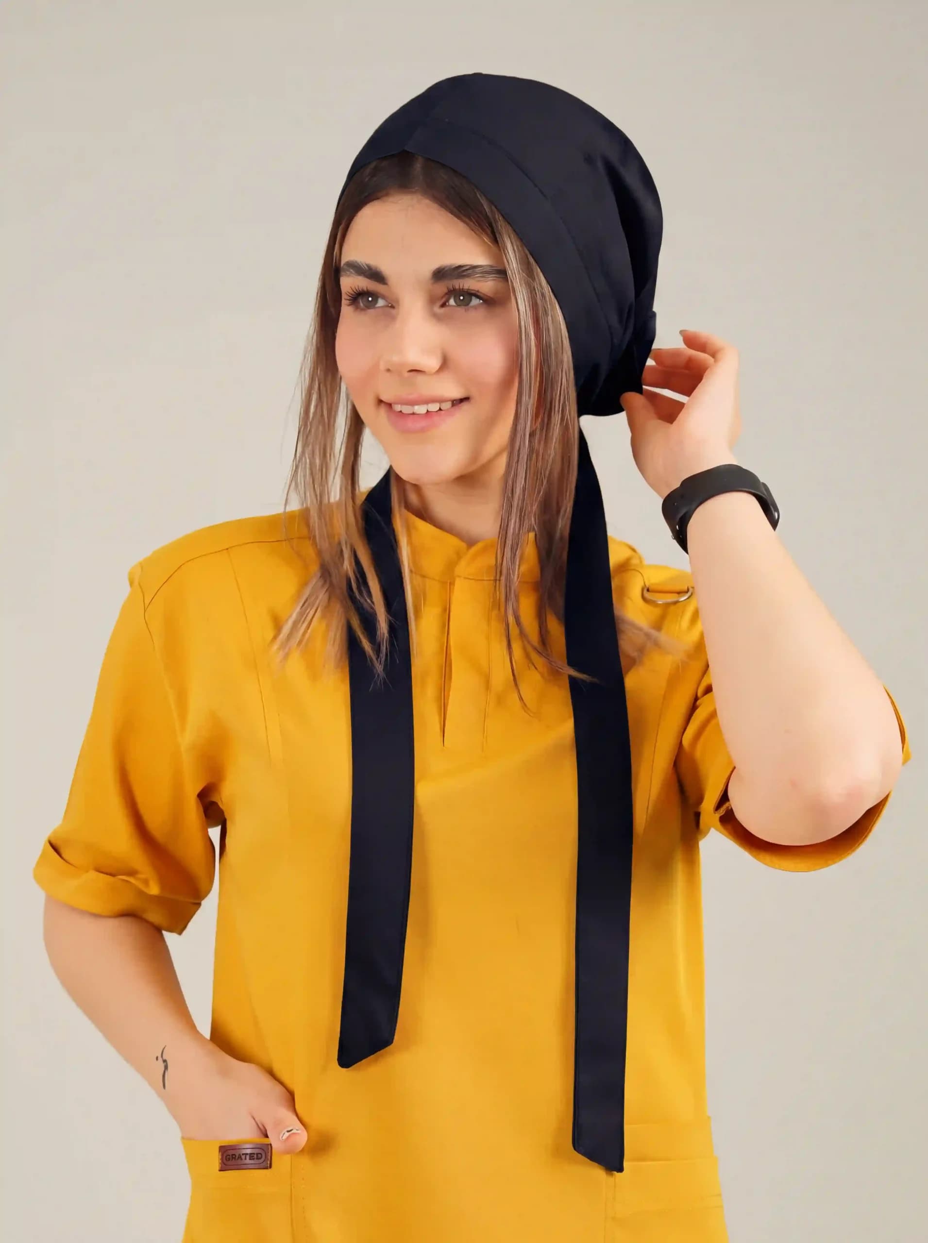 کلاه جراحی کراواتی مشکی خالص طرح ساده