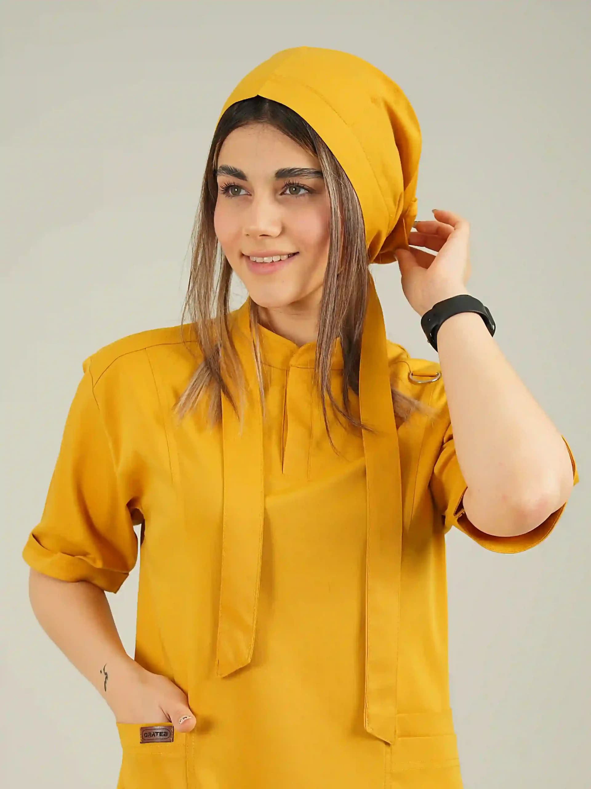 کلاه جراحی کراواتی خردلی