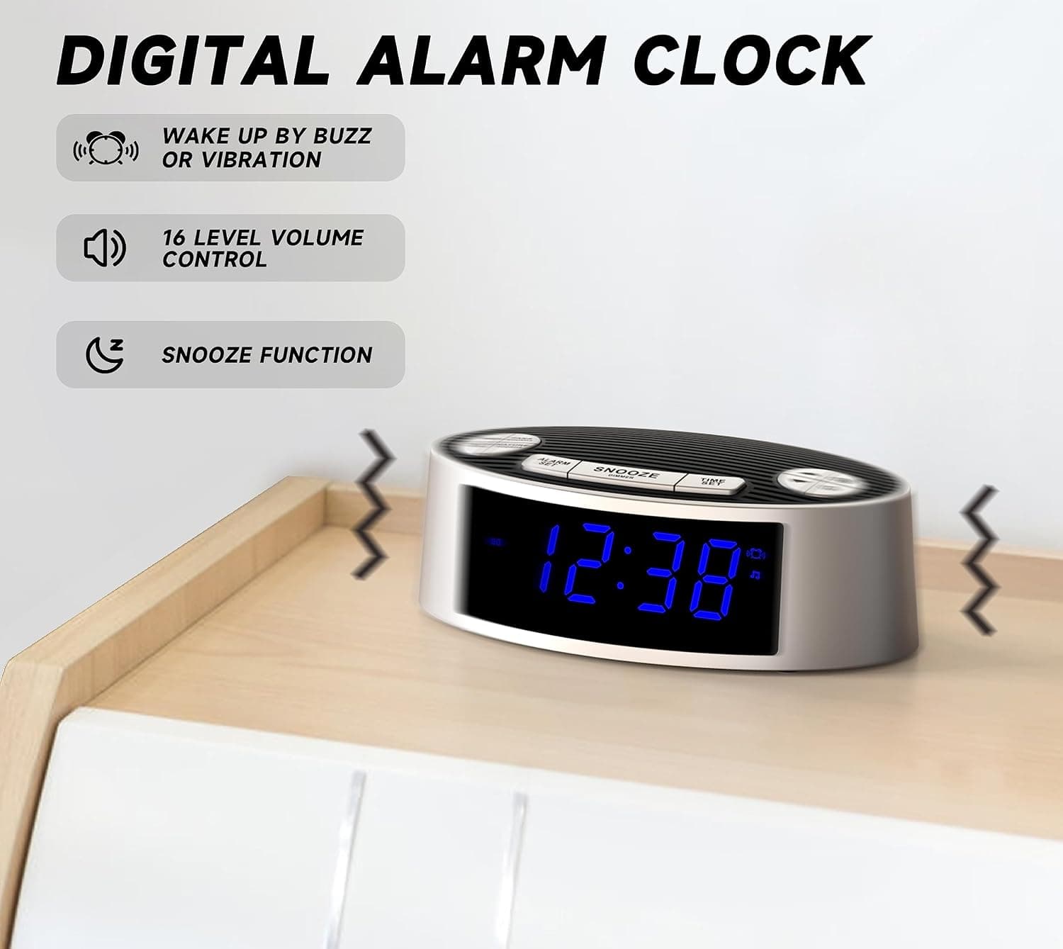 ساعت زنگ‌دار رادیویی iTOMA CKS3301U | رادیو AM/FM، دو آلارم و نمایشگر LED نارنجی — تصویر ۳