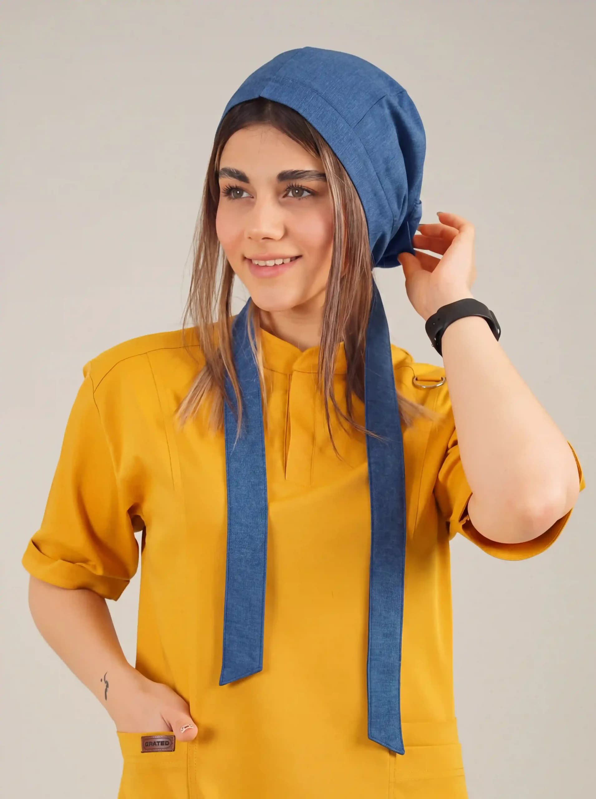 کلاه جراحی کراواتی آبی درباری پرشیا طرح ساده