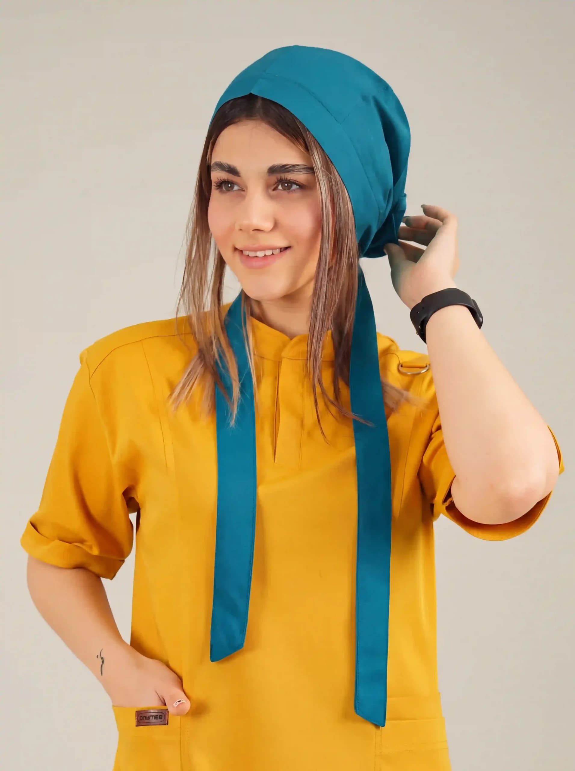 کلاه جراحی کراواتی سبز کله غازی طرح ساده