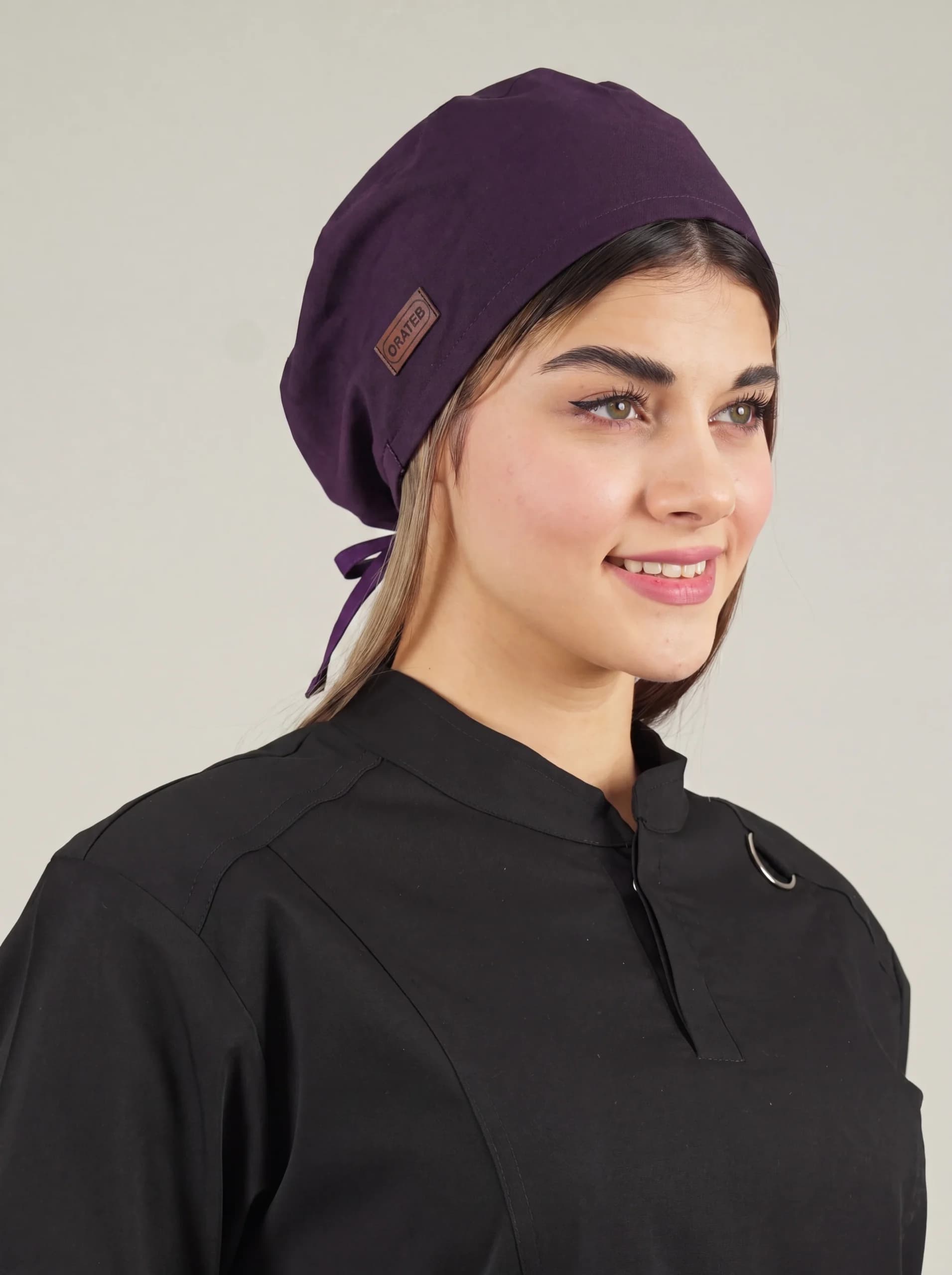 کلاه جراحی بادمجونی مدل ساده