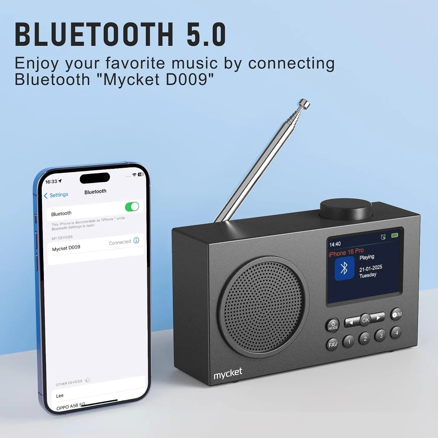 رادیو دیجیتال قابل حمل DAB/DAB+ و FM برند Mycket مدل HS-D009 — تصویر ۵