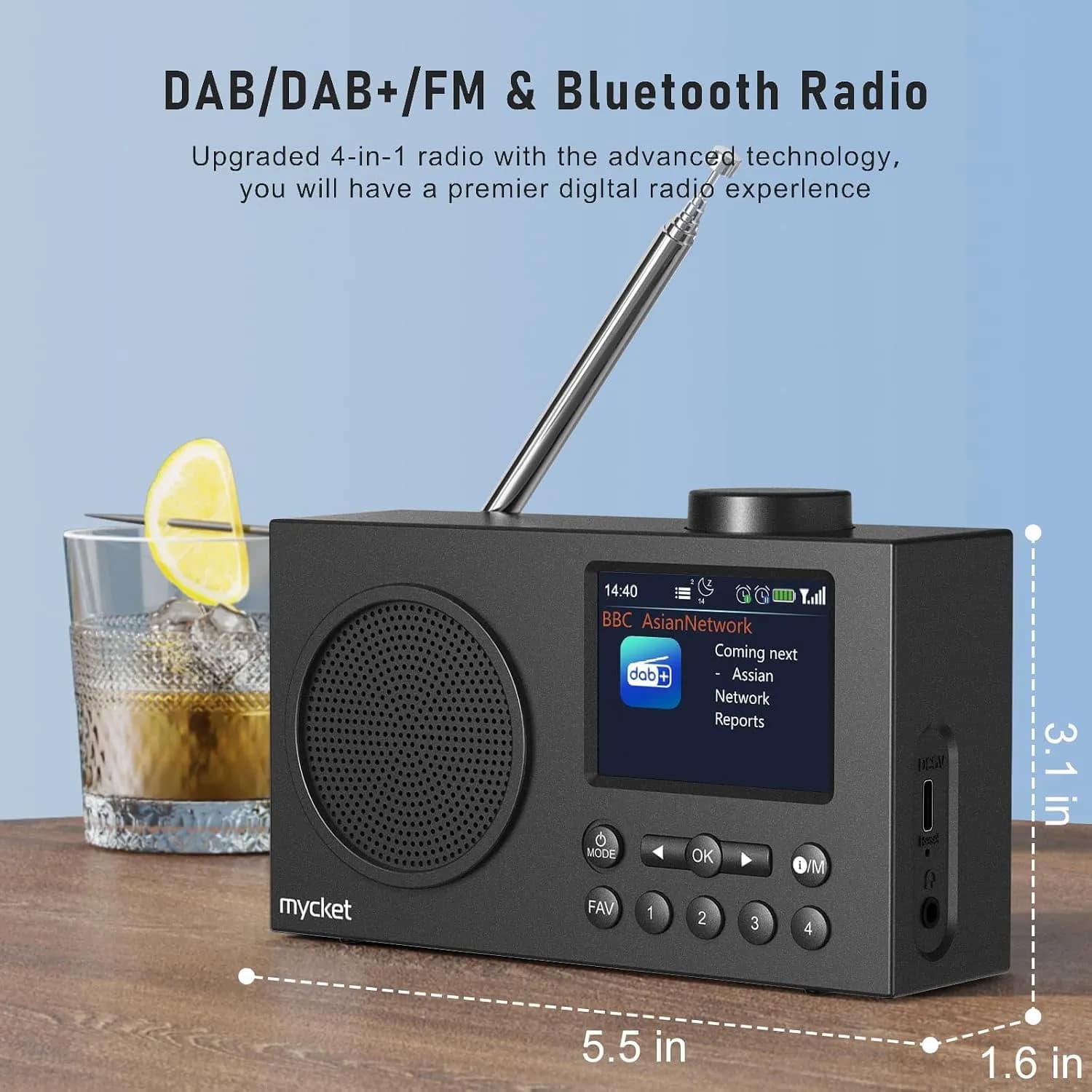 رادیو دیجیتال قابل حمل DAB/DAB+ و FM برند Mycket مدل HS-D009 — تصویر ۳