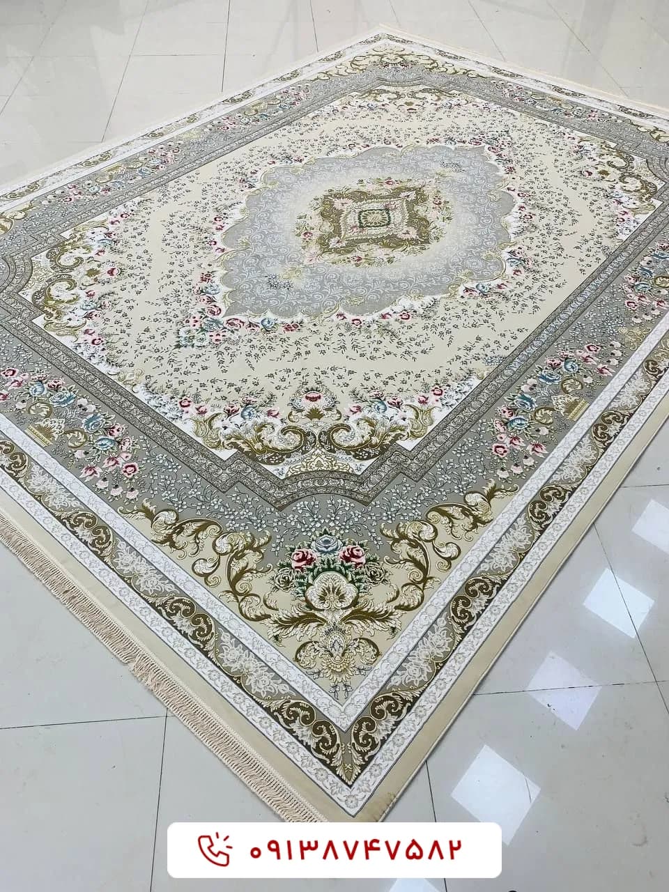 فرش طرح مهتاب صدفی 1200 شانه گل برجسته
