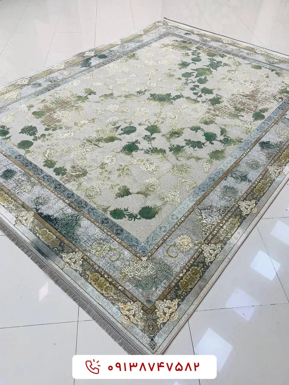فرش طرح میلان 201 ترمه‌ای 1200 شانه گل برجسته
