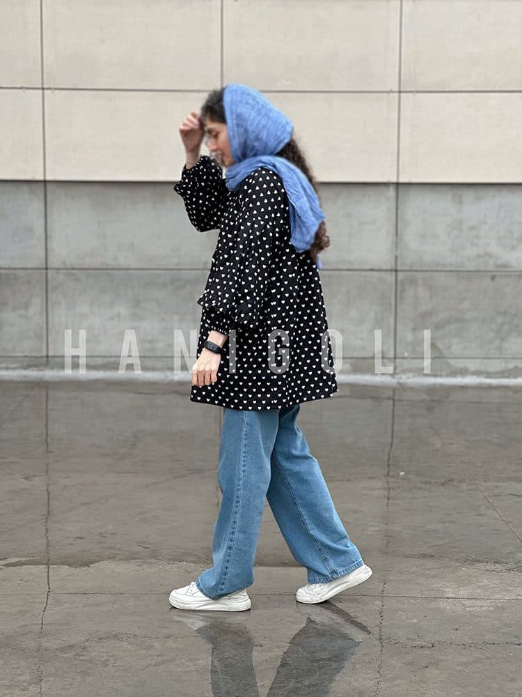 مانتو عروسکی جلو بسته مدل جانان قلبی حانی گلی — تصویر ۲
