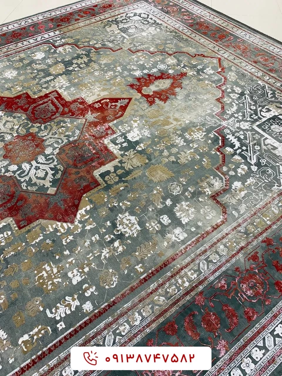 فرش طرح هریس دودی 1200 شانه گل برجسته — تصویر ۲