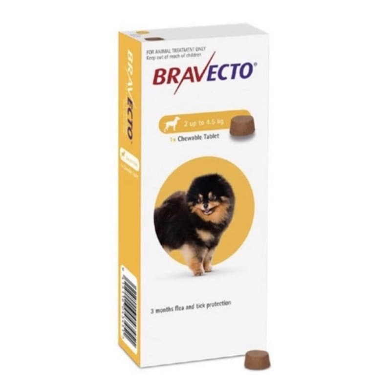 قرص ضد کک و کنه براوکتو سگ 2 تا 4.5 کیلوگرم Bravecto MG Fluralaner For XSmall Dogs