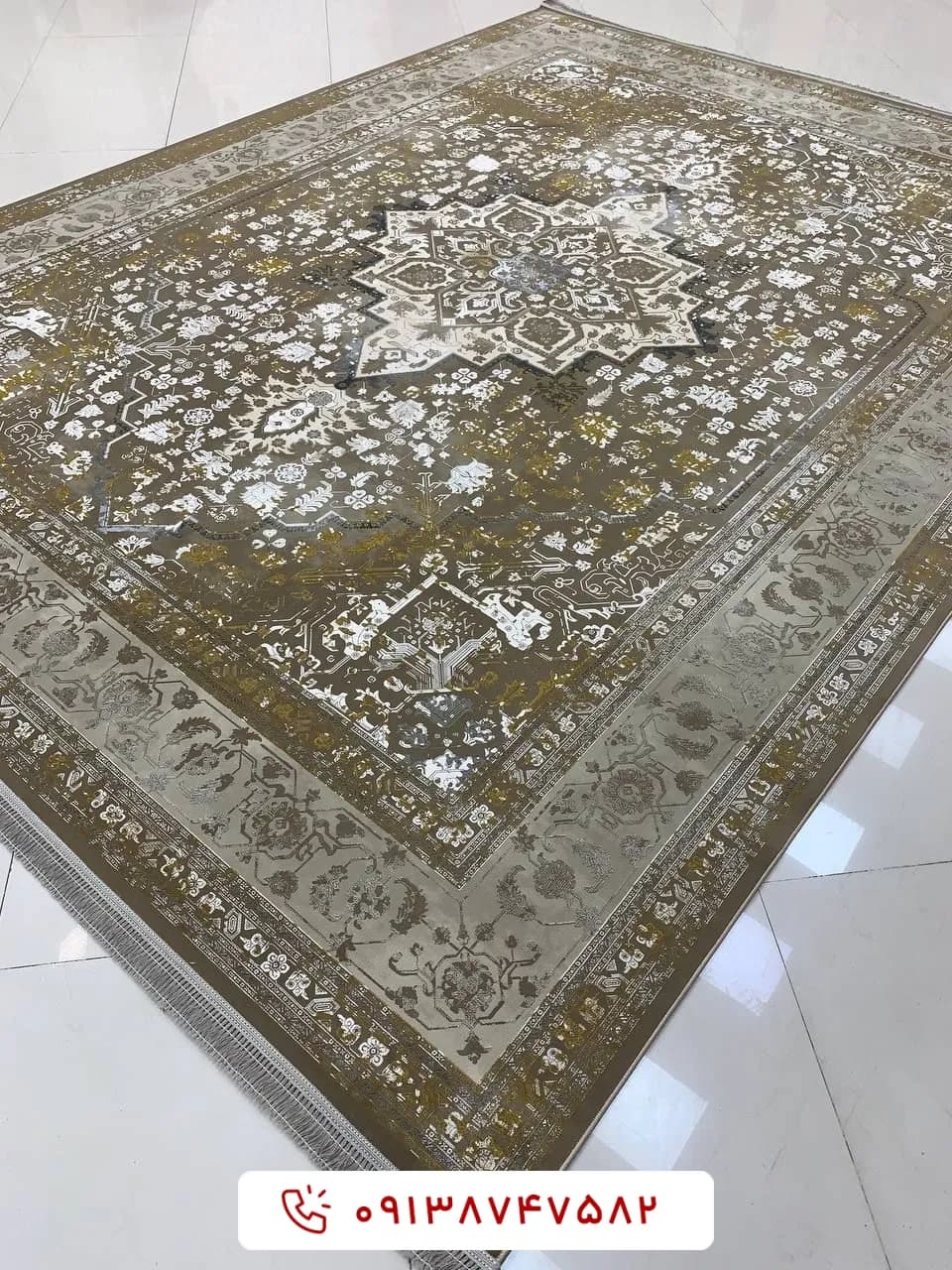 فرش طرح هریس نسکافه‌ای 1200 شانه گل برجسته
