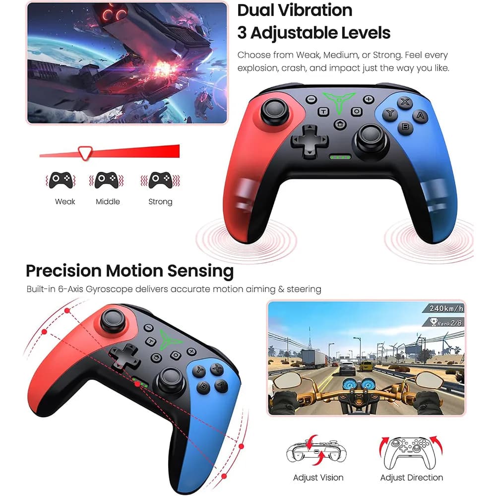 دسته بازی بی‌سیم برای Nintendo Switch برند ELISWEEN مدل X107 — تصویر ۷