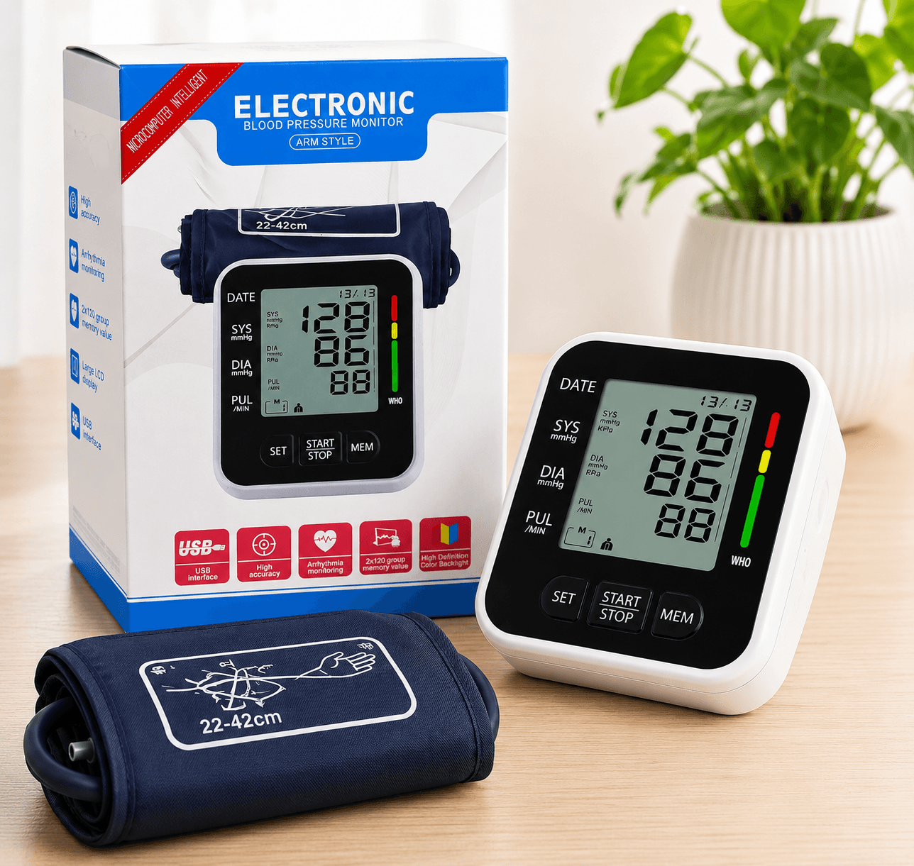 فشارسنج دیجیتال بازویی با نمایشگر LCD و راهنمای صوتی برند FAJIAZHIFU مدل KWL-B01 — تصویر ۹